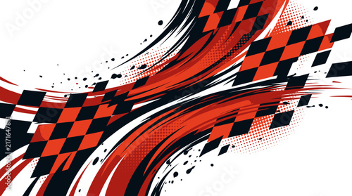 Dynamic red and black checkered flag racing background.