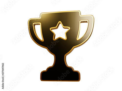 Canvastavla Gold trophy cup icon with star emblem and black finish for competition success achievement victory recognition