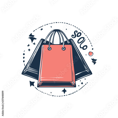 Shopping bags are displayed in a circular.