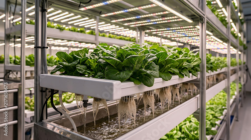 Hydroponic Lettuce Growing in Indoor Vertical Farm System