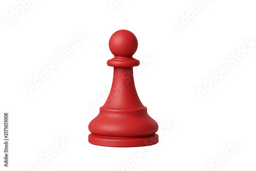 Red 3d chess pawn piece isolated on transparent background