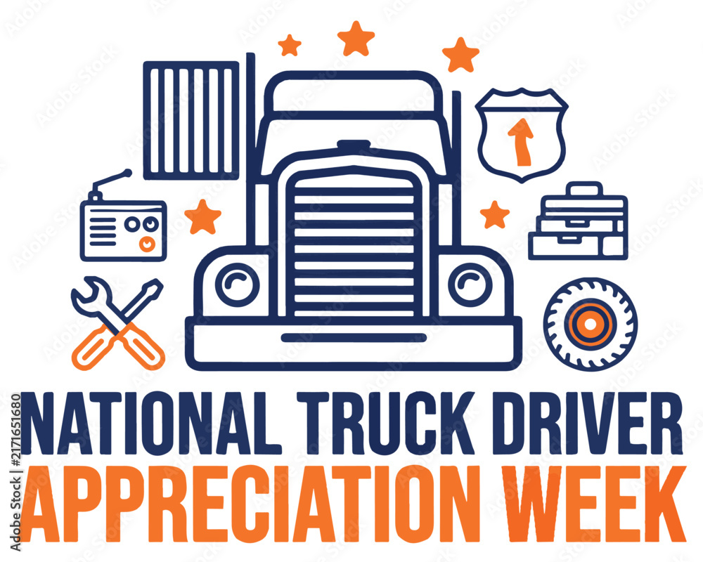 Fototapeta premium National Truck Driver Appreciation Week Vector Illustration, Commercial Trucking Industry Thank You Design