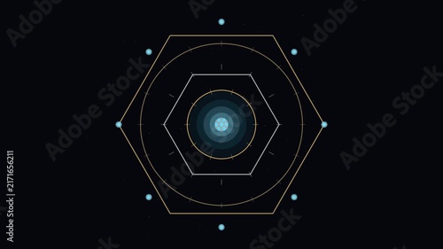 Futuristic Quantum Computer Core with Glowing Particle Energy and Sci-Fi Architecture Loop