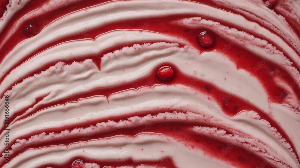 Fototapeta premium Red and white creamy swirls creating an abstract textured background