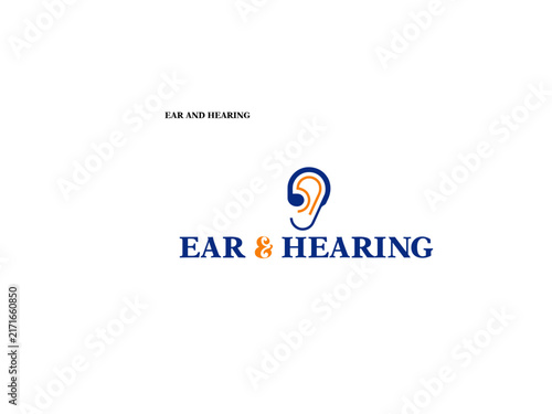 Stylized human ear illustration with text blue and gray tones