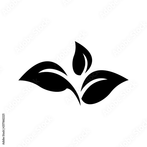 Simple botanical branch symbol featuring curved leaves, suitable for organic branding, natural products, wellness, gardening, environmental concepts, and minimalist identity design.
