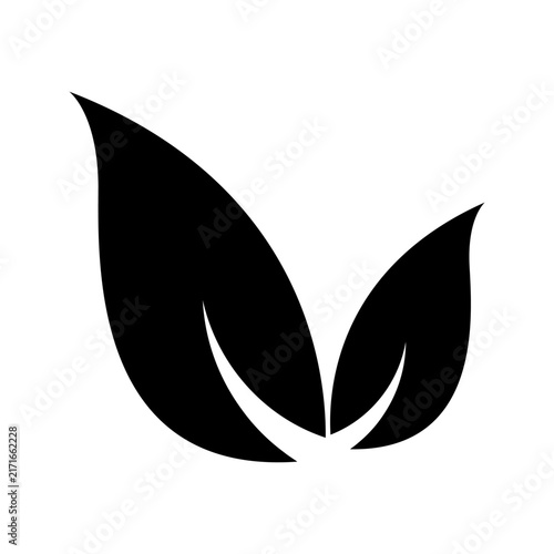 tylized two-leaf botanical logo with curved natural shapes, suitable for organic products, gardening, wellness, environmental branding, and nature-related designs.