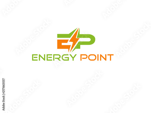 Abstract lightning bolt and curved shape logo on a white background