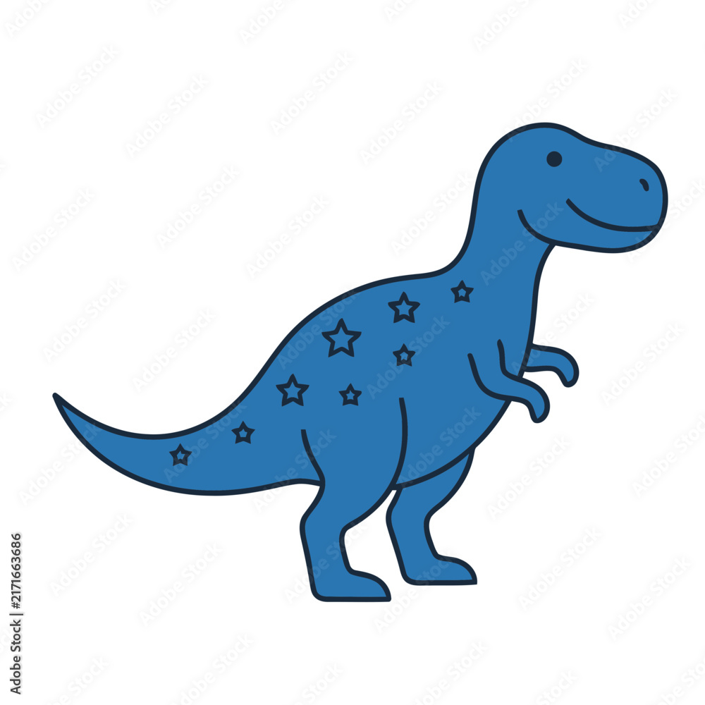 Fototapeta premium Blue dinosaur with stars