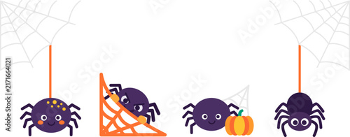 Cute Halloween Spider Icon Set. Spooky Spider and Web Symbol. Simple Vector for Halloween, Trick or Treat, Party, Decoration and Holiday Design
