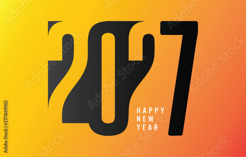 Happy New Year 2027 typography design with bold black numbers on colorful gradient background