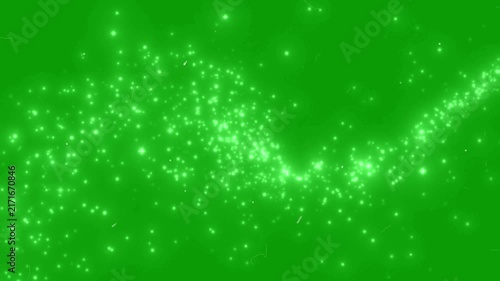Glowing green particle wave flowing across a vibrant green screen background designed for dynamic motion graphics overlay.