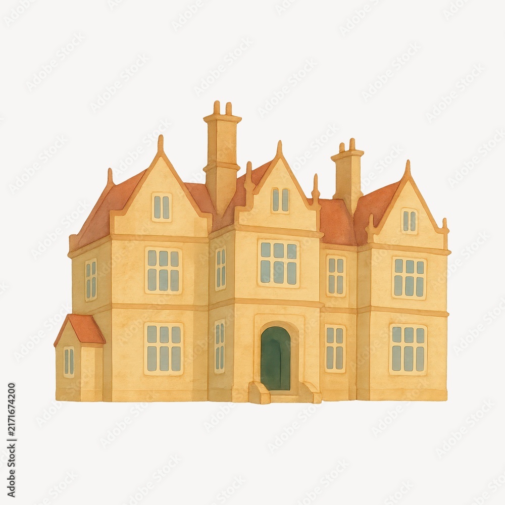 Fototapeta premium Charming vintage mansion illustration.