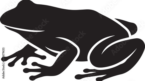 Fotografie Frog shape represents a dark stylized amphibian silhouette with webbed feet facing to the left
