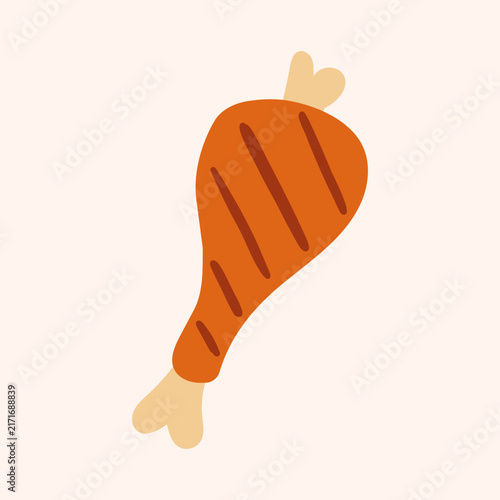 Roasted grilled turkey chicken drumstick thigh on white background . Mockup template for artwork design. For barbecue menu, steakhouse poster, and food prints top view Stock Illustration