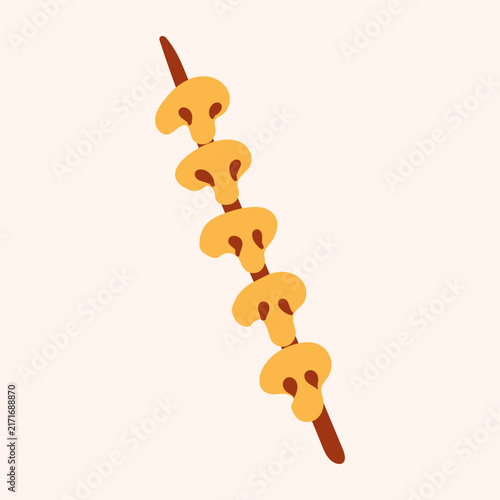 Asian Yakitori Skewer with mushroom, for Asian fast food and take out restaurants . Vegetarian Delicious shish kebab isolated on white background for summer barbecue menu, food print, and picnic graph