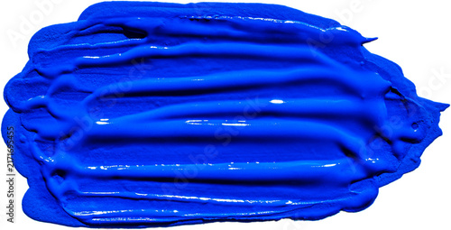 Fotografía Vibrant thick glossy ultramarine blue wet acrylic paint horizontal impasto brush