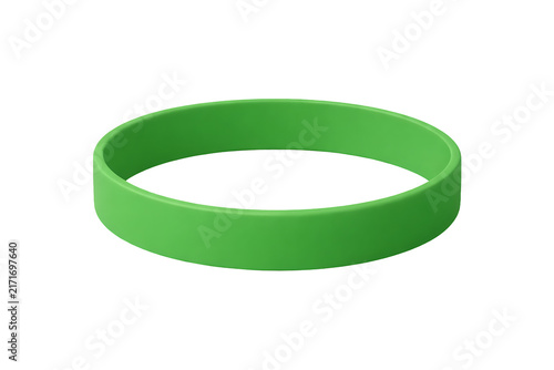 Green rubber silicone wristband bracelet isolated on transparent background