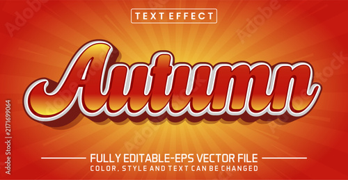 Autumn Orange Red Warm Script 3D Text Effect, Fully Editable EPS Vector Style