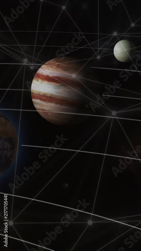 Animation of network of connections over planets
