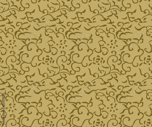 Japanese Tiny Swirl Vine Vector Seamless Pattern
