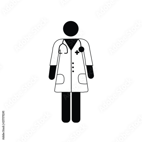 Medical doctor icon with stethoscope and cross symbol inside rounded square healthcare sign