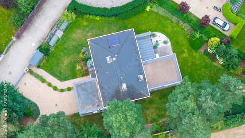 Canvas Print Aerial view of single-family homes, suburban housing estate.