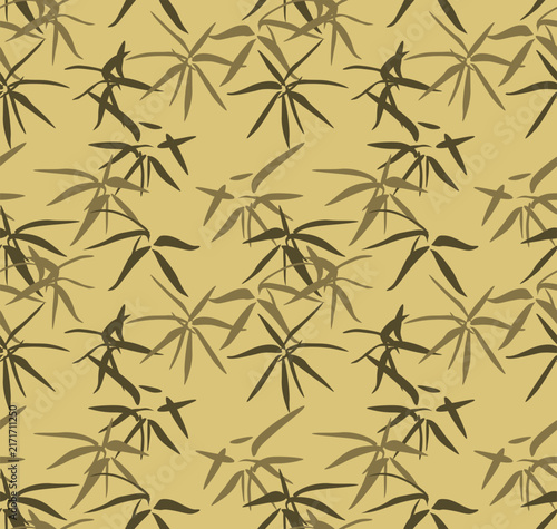 Japanese Bamboo Leaf Vector Seamless Pattern