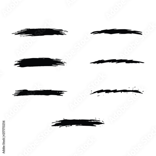 Black Brush Strokes Set Vector Illustration, Abstract Grunge Texture On White Background. Artistic Design Elements, Paint Smears, Ink Splatters, Creative Graphic Elements.