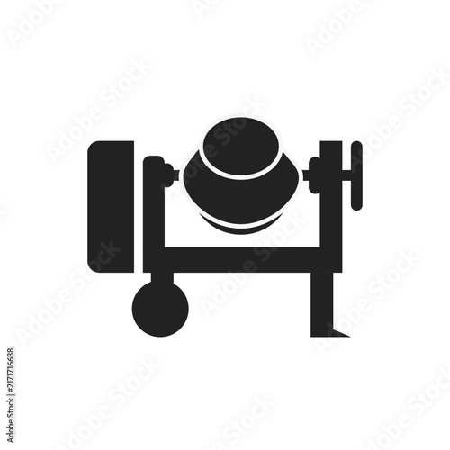 Isolated illustration of cement mixer machine silhouette for construction icon.