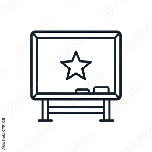 Minimalist illustration of a framed star symbol on a pedestal.