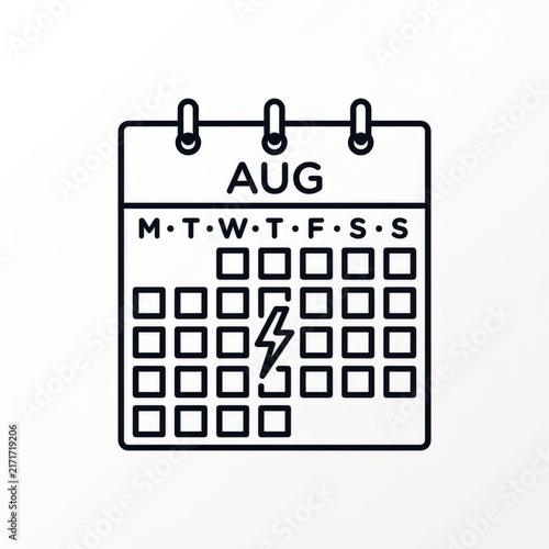Minimalist black and white calendar design for August with dates and weekdays.