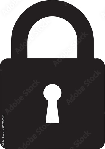 Solid closed padlock with standard keyhole security icon vector design