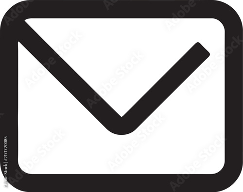 Envelope or message icon with a checkmark or down arrow vector design