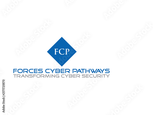 Blue diamond shape with letters corporate branding on white background