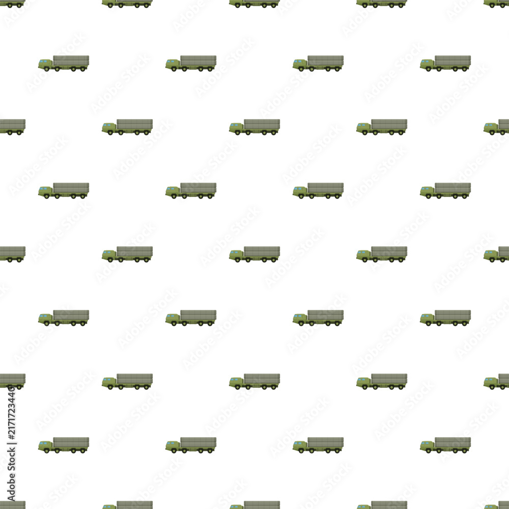Naklejka premium Military trucks forming a repeating pattern, representing conflict, logistics, and ground transportation