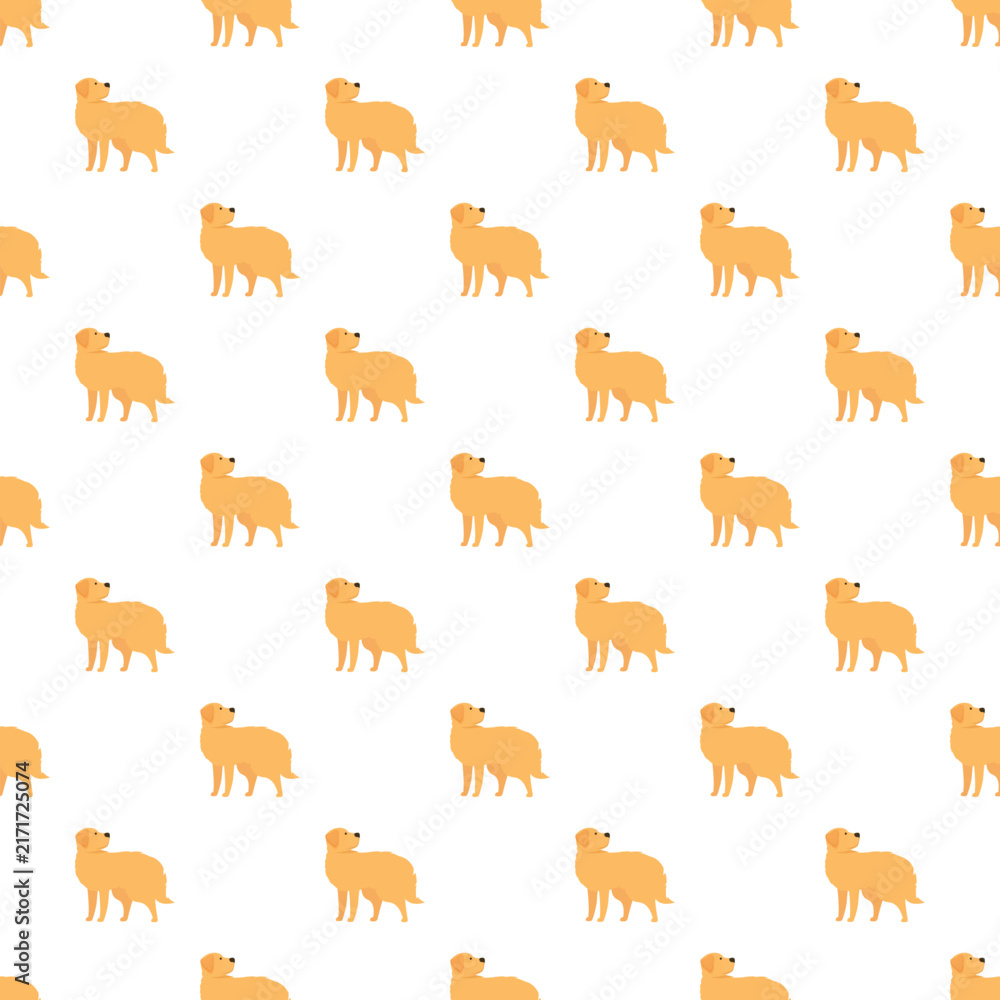 Fototapeta premium Golden retriever dogs standing in an illustrative seamless pattern concept