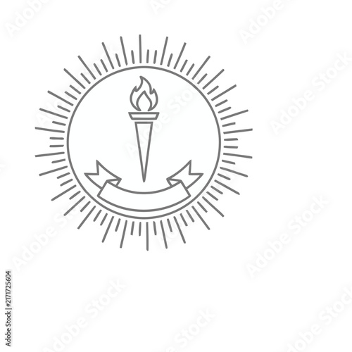 Torch with Sunburst and Banner Emblem
