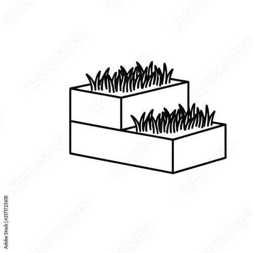 Two Tiered Planter with Grass