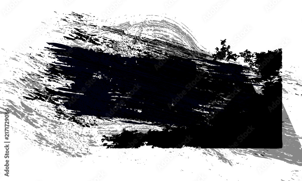 Obraz premium Brush stroke with spray texture vector grunge. painted by brush black ink brush strokes frame.