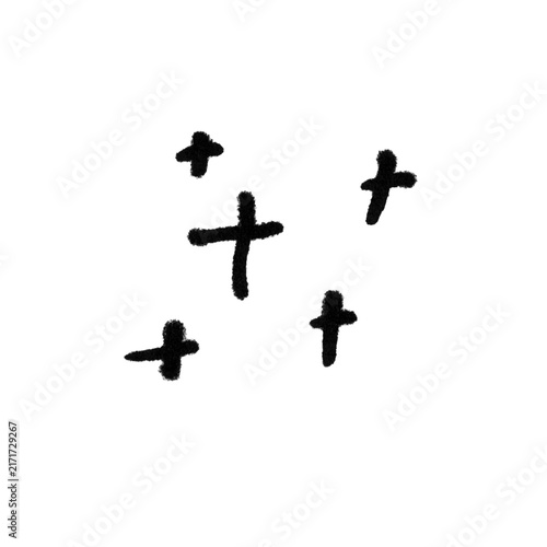 Hand Drawn Cross Doodle Brush Strokes Set on White Background | Grunge Sketch Mark Collection