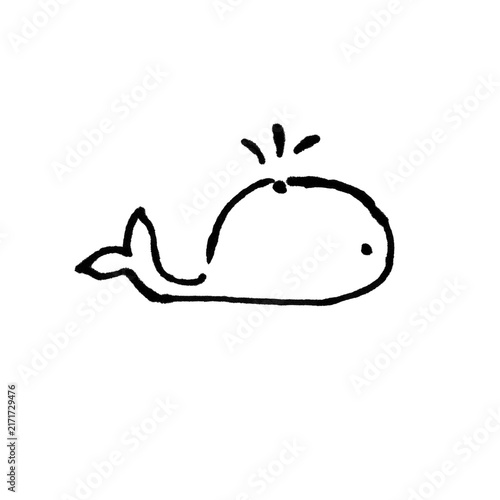 Minimalist Hand-Drawn Whale Doodle Icon with Water Spray – Simple Line Art for Ocean and Nature Designs
