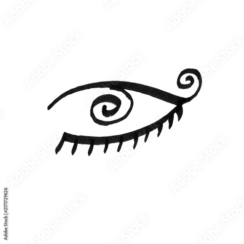 Closed Eye Doodle Line Art, Minimalist Hand-Drawn Eye Sketch Vector Brush Illustration