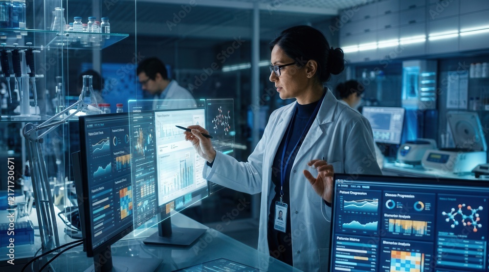 Fototapeta premium Advanced Scientific Research Data Analysis In Modern Laboratory