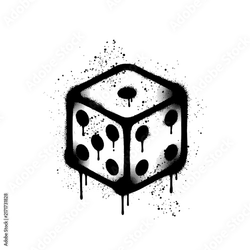 Graffiti Stencil Game Dice Vector Illustration Isolated On White Background