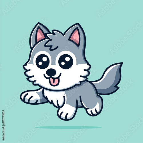 Cute cartoon wolf vector