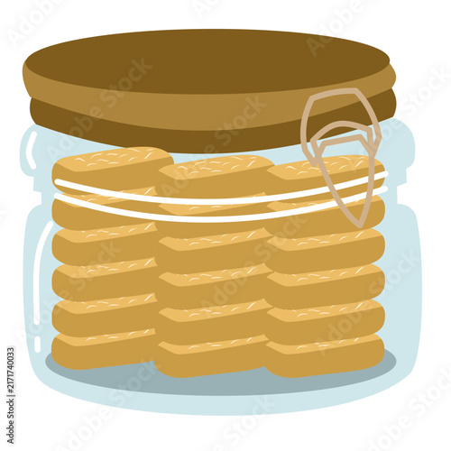 Large Glass Jar Biscuits Vector Illustration
