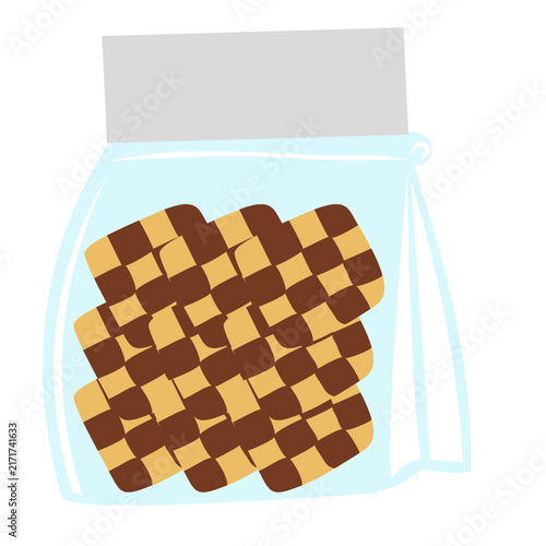 Transparent Bag Checker Cookies Vector Illustration
