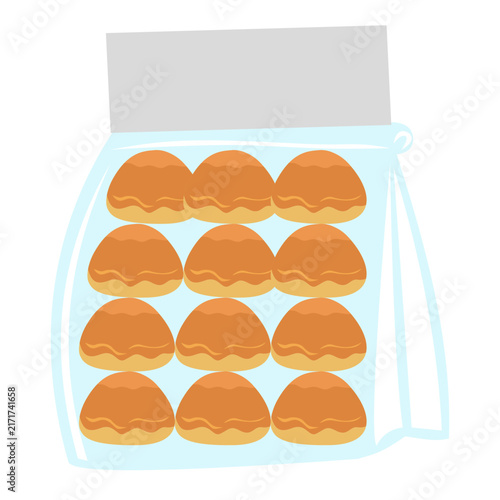 Transparent Bag Orange Cookies Vector Illustration