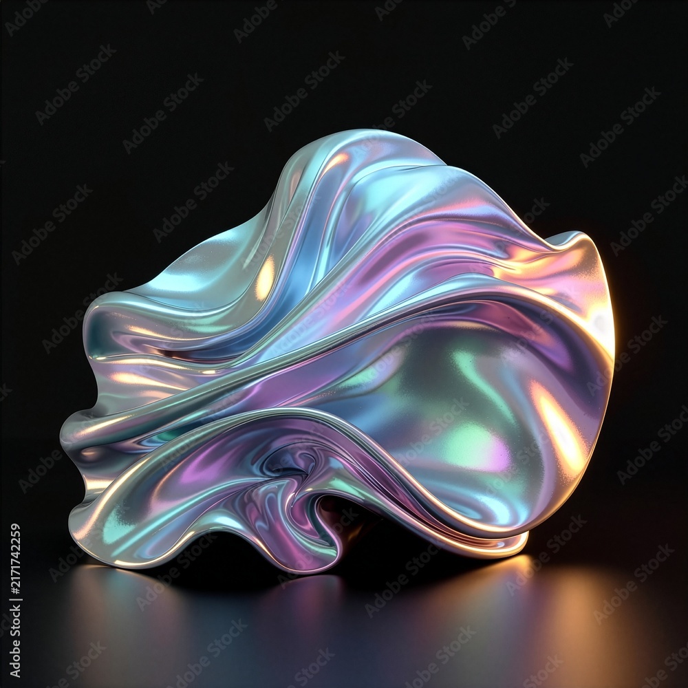 Obraz premium Hammered liquid chrome draped and folded as though it were silk fabric